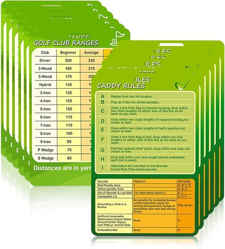 WANGDEFA 12 قطعة من بطاقة مخطط نطاق نادي الجولف، بطاقات مرجعية للجولف 2.7 * 4 بوصة، بطاقة مسافة الجولف، بطاقات مرجعية للجولف، علامات قواعد الجولف، كتاب مقدار من الياردات، ملحقات الجولف للمبتدئين المتوسطين (جانب مزدوج in Kuwait