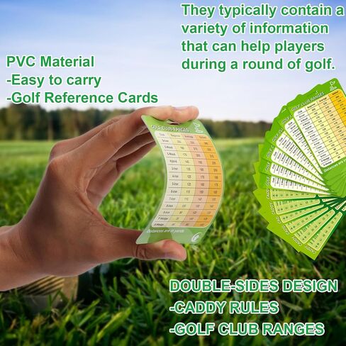 WANGDEFA 12 قطعة من بطاقة مخطط نطاق نادي الجولف، بطاقات مرجعية للجولف 2.7 * 4 بوصة، بطاقة مسافة الجولف، بطاقات مرجعية للجولف، علامات قواعد الجولف، كتاب مقدار من الياردات، ملحقات الجولف للمبتدئين المتوسطين (جانب مزدوج in Kuwait