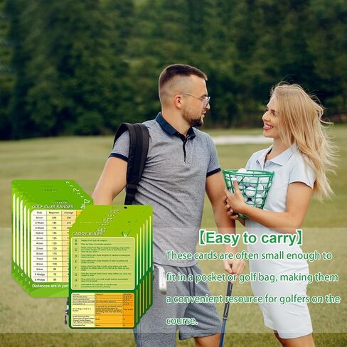 WANGDEFA 12 قطعة من بطاقة مخطط نطاق نادي الجولف، بطاقات مرجعية للجولف 2.7 * 4 بوصة، بطاقة مسافة الجولف، بطاقات مرجعية للجولف، علامات قواعد الجولف، كتاب مقدار من الياردات، ملحقات الجولف للمبتدئين المتوسطين (جانب مزدوج in Kuwait