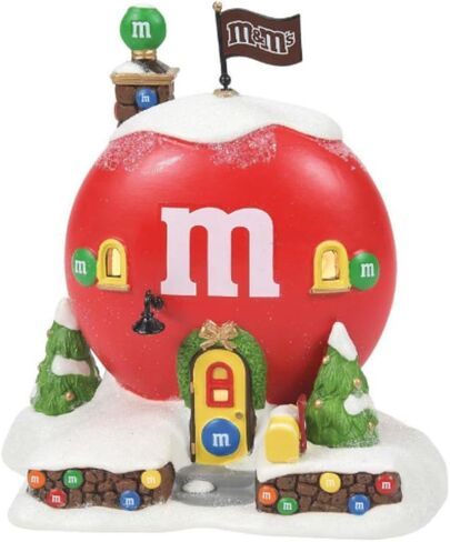 القسم 56 مجموعة North Pole Village Collection Red's M&M Cottage Lit Building - بورسلين مطلي يدويًا M&M's Candy Factory منازل قرية عيد الميلاد مع أضواء مباني ديكور المنزل، 5.7 بوصة in Saudi Arabia
