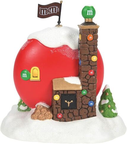 القسم 56 مجموعة North Pole Village Collection Red's M&M Cottage Lit Building - بورسلين مطلي يدويًا M&M's Candy Factory منازل قرية عيد الميلاد مع أضواء مباني ديكور المنزل، 5.7 بوصة in Saudi Arabia