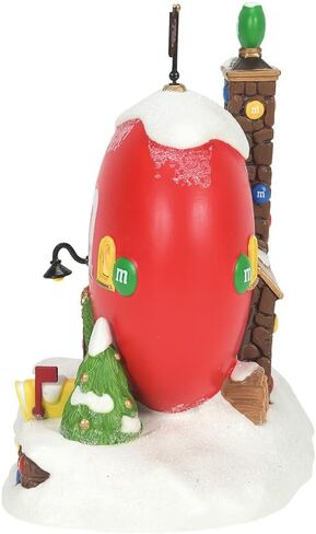 القسم 56 مجموعة North Pole Village Collection Red's M&M Cottage Lit Building - بورسلين مطلي يدويًا M&M's Candy Factory منازل قرية عيد الميلاد مع أضواء مباني ديكور المنزل، 5.7 بوصة in Saudi Arabia