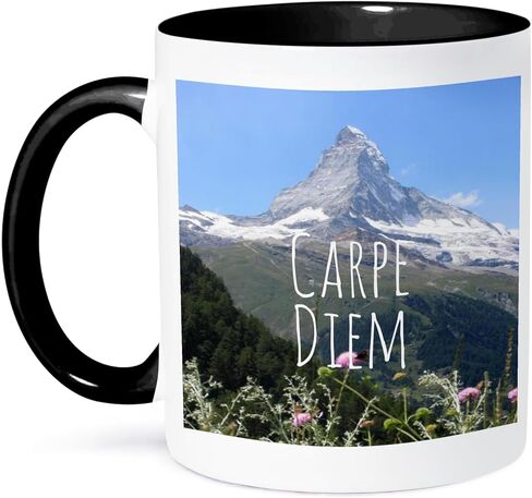 3dRose Carpe Diem-Seize the Day inspiring words-Motivational mountain photography Mug, 11 oz, Black in Saudi Arabia
