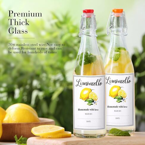 Maxcheck 6 Pcs Swing Top Glass Bottles for Limoncello Homemade 16 oz Clear Flip Top Beer liquor Bottles with Airtight Cap Lids Labels for Home Brewing Limoncello Making Beverages Liqueur in Saudi Arabia