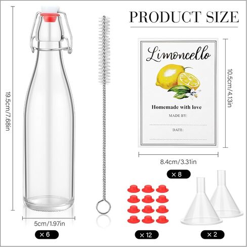 Maxcheck 6 Pcs Swing Top Glass Bottles for Limoncello Homemade 16 oz Clear Flip Top Beer liquor Bottles with Airtight Cap Lids Labels for Home Brewing Limoncello Making Beverages Liqueur in Saudi Arabia