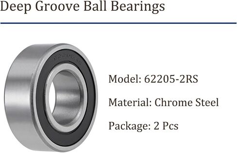 2pcs Ball Bearing 62205-2RS - [25 mm x 52 mm x 18 Mm] Chrome Steel Deep Groove Ball Bearing for Motors Pumps Conveyors in Saudi Arabia