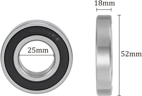 2pcs Ball Bearing 62205-2RS - [25 mm x 52 mm x 18 Mm] Chrome Steel Deep Groove Ball Bearing for Motors Pumps Conveyors in Saudi Arabia