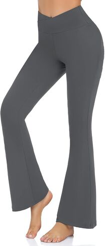 Hi Clasmix Flare Leggings for Women - High Waist Crossover Yoga Pants Tummy Control Bootcut Bell Bottom Jazz Lounge Leggings in Saudi Arabia