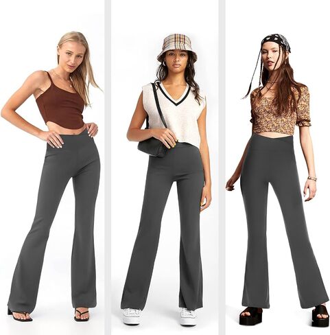 Hi Clasmix Flare Leggings for Women - High Waist Crossover Yoga Pants Tummy Control Bootcut Bell Bottom Jazz Lounge Leggings in Saudi Arabia