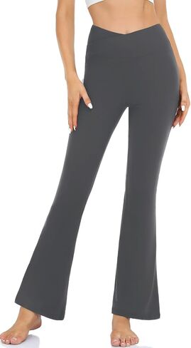 Hi Clasmix Flare Leggings for Women - High Waist Crossover Yoga Pants Tummy Control Bootcut Bell Bottom Jazz Lounge Leggings in Saudi Arabia
