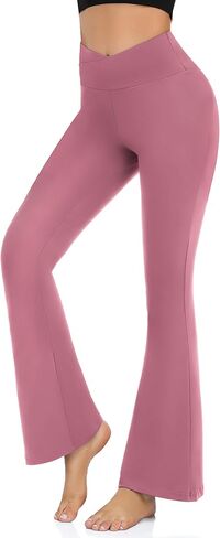 Hi Clasmix Flare Leggings for Women - High Waist Crossover Yoga Pants Tummy Control Bootcut Bell Bottom Jazz Lounge Leggings in Saudi Arabia
