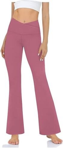 Hi Clasmix Flare Leggings for Women - High Waist Crossover Yoga Pants Tummy Control Bootcut Bell Bottom Jazz Lounge Leggings in Saudi Arabia