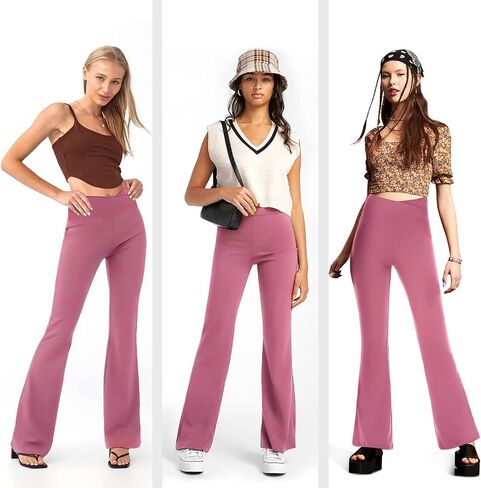 Hi Clasmix Flare Leggings for Women - High Waist Crossover Yoga Pants Tummy Control Bootcut Bell Bottom Jazz Lounge Leggings in Saudi Arabia