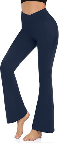 Hi Clasmix Flare Leggings for Women - High Waist Crossover Yoga Pants Tummy Control Bootcut Bell Bottom Jazz Lounge Leggings in Saudi Arabia