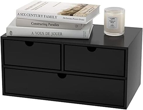 Wisuce Bamboo Desk Organizer - Mini Bamboo Desk Drawer Tabletop Cosmetic Storage Organization for Office or Home Black with Shelf in Kuwait