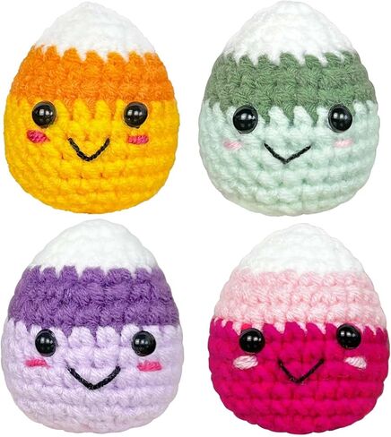 ديكور حلوى الذرة للهالوين، ديكور مكتب مكتب الهالوين اللطيف من الكروشيه، هدايا صغيرة للهالوين من الكروشيه للنساء 4 قطع in Kuwait