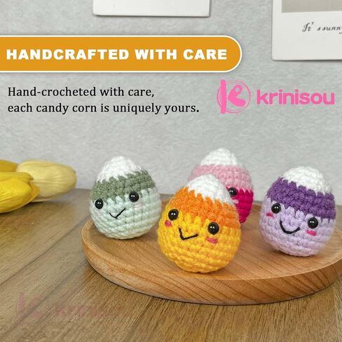 ديكور حلوى الذرة للهالوين، ديكور مكتب مكتب الهالوين اللطيف من الكروشيه، هدايا صغيرة للهالوين من الكروشيه للنساء 4 قطع in Kuwait