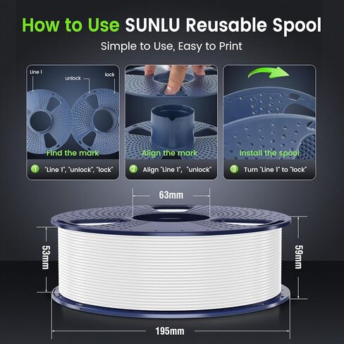 SUNLU خيوط طابعة ثلاثية الأبعاد PLA Plus 1.75 مم، 2 كجم (4.4 رطل) بكرة كبيرة PLA + خيوط للمشروع الكبير، دقة الأبعاد +/- 0.02 مم، خيوط ملفوفة بدقة، تناسب معظم طابعات FDM، عبوة 2 كجم-1، أسود in Kuwait