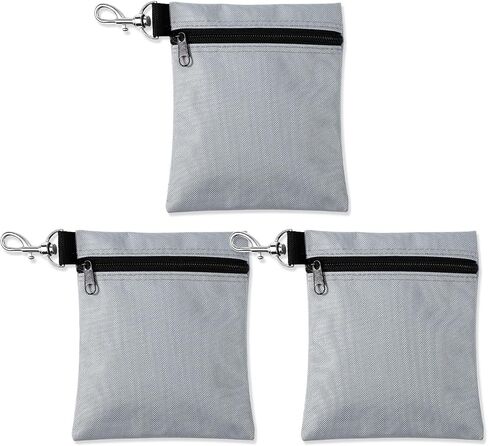 3pcs Golf Tee Bags, 6.69x5.51in Portable Golf Ball Pouch Zipper Golf Accessory Bag with Metal Lobster Claw Clip Golf Ball Storage Bag for Valuables & Golf Accessories in Saudi Arabia