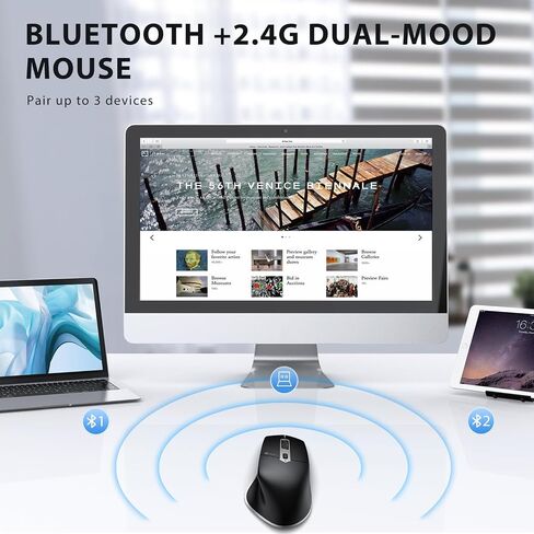 iClever Bluetooth Mouse, Wireless Mouse Dual Mode(Bluetooth+USB), Multi-Devices Ergonomic Mouse with 5 Adjustable DPI and 6 Buttons, Rechargeable Silent Mice for Laptop, iPad, MacBook, Tablet, PC in Kuwait