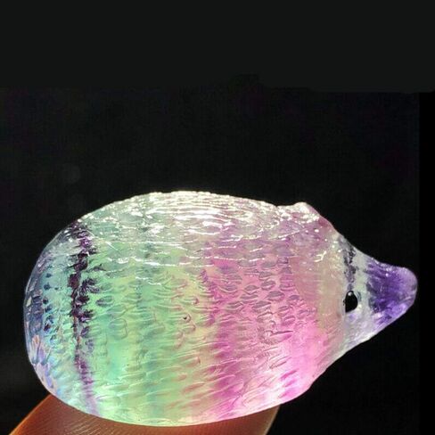 Wixine 1Pcs Natural Quartz Crystal Skull Carved Rainbow Fluorite Hedgehog Stone Healing in Saudi Arabia