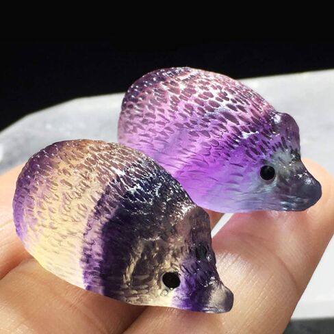 Wixine 1Pcs Natural Quartz Crystal Skull Carved Rainbow Fluorite Hedgehog Stone Healing in Saudi Arabia