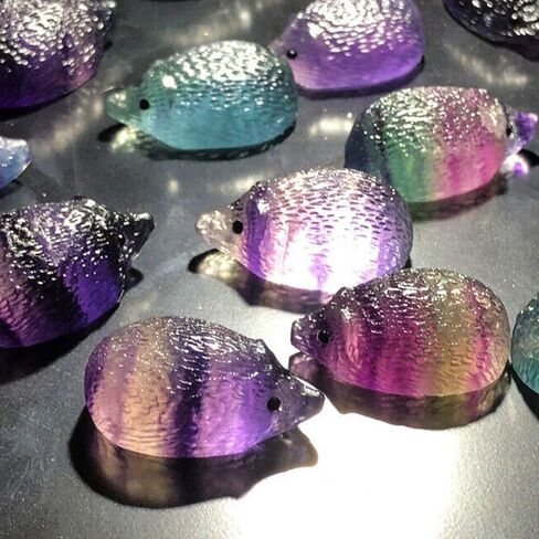 Wixine 1Pcs Natural Quartz Crystal Skull Carved Rainbow Fluorite Hedgehog Stone Healing in Saudi Arabia