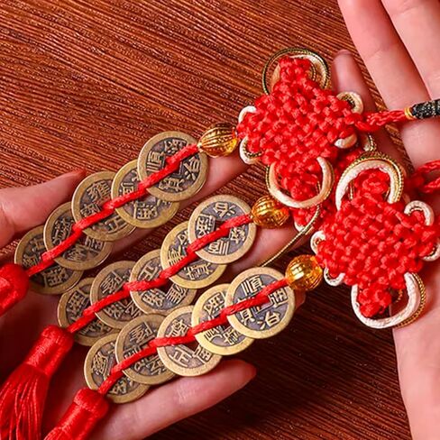 12 PCS Chinese New Year Fortune Coins Lucky Charms Tassel Gold Chinese Knot New Year Decorations for New Year Home Wealth Success Good Luck in Saudi Arabia