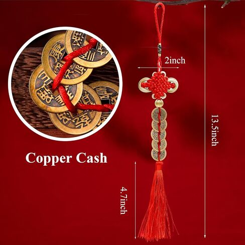 12 PCS Chinese New Year Fortune Coins Lucky Charms Tassel Gold Chinese Knot New Year Decorations for New Year Home Wealth Success Good Luck in Saudi Arabia