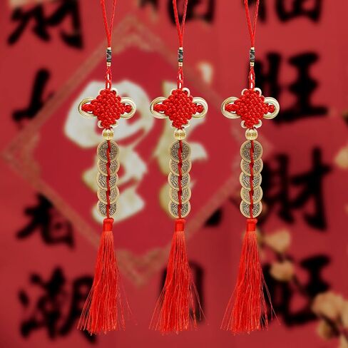 12 PCS Chinese New Year Fortune Coins Lucky Charms Tassel Gold Chinese Knot New Year Decorations for New Year Home Wealth Success Good Luck in Saudi Arabia