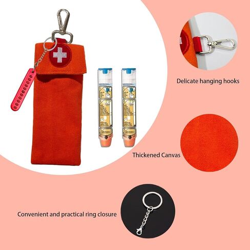 1-Piece Epipen Carrying Case, Epi Pen Carrying Case EpiPen Carrier, EpiPen Carrier Slim with Clip Epipen Holder Bag for 2 EpiPen Allergy Medical Essentials (Orange) in Saudi Arabia