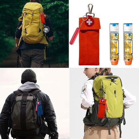 1-Piece Epipen Carrying Case, Epi Pen Carrying Case EpiPen Carrier, EpiPen Carrier Slim with Clip Epipen Holder Bag for 2 EpiPen Allergy Medical Essentials (Orange) in Saudi Arabia