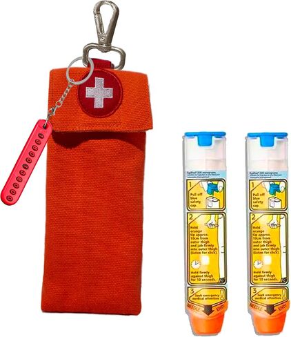 1-Piece Epipen Carrying Case, Epi Pen Carrying Case EpiPen Carrier, EpiPen Carrier Slim with Clip Epipen Holder Bag for 2 EpiPen Allergy Medical Essentials (Orange) in Saudi Arabia