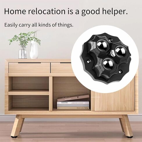 Self Adhesive Caster Wheels with Stainless Steel Ball Bearings - Set of 8 | 360 Degree Swivel Wheels for Kitchen Appliances (Black and White Hexagon - Three Steel Balls, 8) in Saudi Arabia