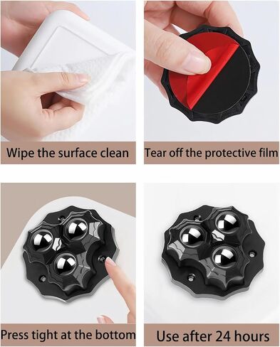 Self Adhesive Caster Wheels with Stainless Steel Ball Bearings - Set of 8 | 360 Degree Swivel Wheels for Kitchen Appliances (Black and White Hexagon - Three Steel Balls, 8) in Saudi Arabia