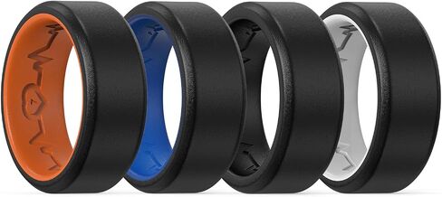 King Will Men's Silicone Wedding Bands, 8mm Comfort Fit with Unique Inner Groove Design, Rubber Engagement Rings for Daily Wear and Activities - 1/4 Variety Multipack in Saudi Arabia