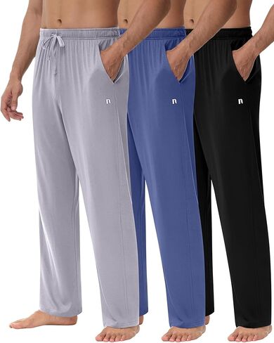 Neer 3 Pack Men's Yoga Sweatpants, Athletic Lounge Drawstring Sweat Pants Loose Workout Open Bottom Jogger Pants with Pockets in Saudi Arabia