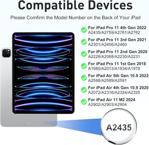 حافظة لوحة المفاتيح السحرية لجهاز iPad Pro مقاس 11 بوصة الجيل الرابع/الثالث/الثاني/الأول، لوحة مفاتيح عائمة مغناطيسية لجهاز iPad Air الجيل الخامس/Air الجيل الرابع 10.9 بوصة، لوحة تتبع متعددة اللمس وحامل أقلام، إضاءة خلفية لاسلكية BT - أسود in Kuwait