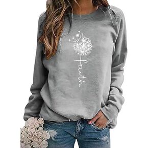 الملونة بلينغ المرأة الهندباء البلوز عادية Crewneck البلوز القمم كم طويل الجرافيك التي شيرت الهندباء قميص للنساء