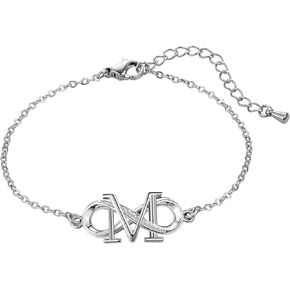 Infinity Initial A-Z Letter Bracelet Silver Alphabet Love Bracelets Stainless Steel Adjustable Birthday Bracelet for Women