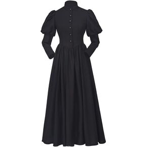 Black Medieval Renaissance Dress Gothic Edwardian Victorian Ball Gown Civil War Vampire Costumes for Women
