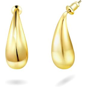 Chunky Gold Waterdrop Hoop Earrings for Women and Girls, Lightweight Teardrop Hollow Hoop Earrings