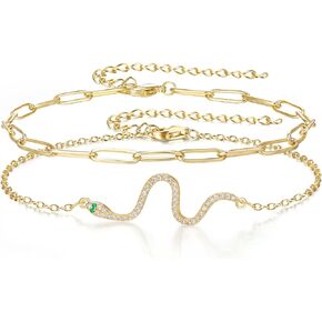 Layered Bracelets for Women, Layering Snake Bracelet Dainty Chain Bracelet Evil Eye Layered Bracelet Fashion Jewelry Gift for Women Girls
