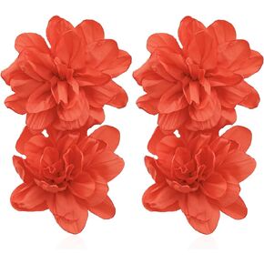 Aishgjia Large Flower Statement Earrings Red Fabric Flower Earrings Stud Oversized Exaggerated Chiffon Dangle Earrings Jewelry for Women and Girls