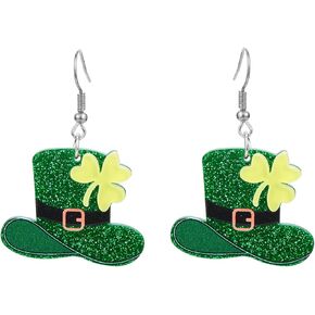 أقراط عيد القديس باتريك للنساء والفتيات، أقراط شامروك المتدلية وقبعة البرسيم الأخضر أقراط متدلية وقبعة الحظ السعيد st. هدية مجوهرات لإكسسوارات يوم باتريك in Kuwait