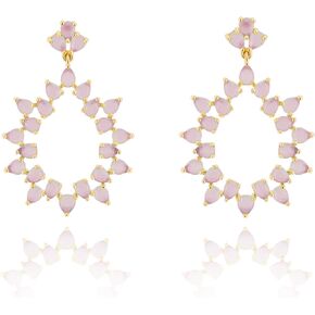 Gold plated tear drop cubic zirconia earrings with 925 silver post