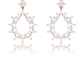Gold plated tear drop cubic zirconia earrings with 925 silver post