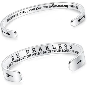 SAM & LORI Set of 2 Bracelets for Women Teens-Beautiful Girl - Be Fearless