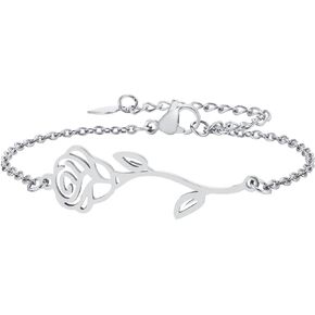 Jude Jewelers Stainless Steel Rose Flower Style Wedding Party Holiday Strand Bracelet