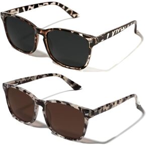 TIJN Square Polarized Sunglasses Bundle of Leopard and Marble